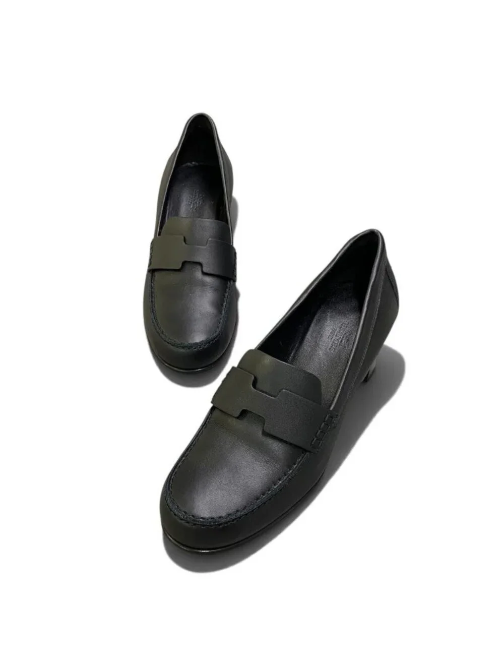 Hermes I1 Chunkyheels Pumps Black Leather Heels